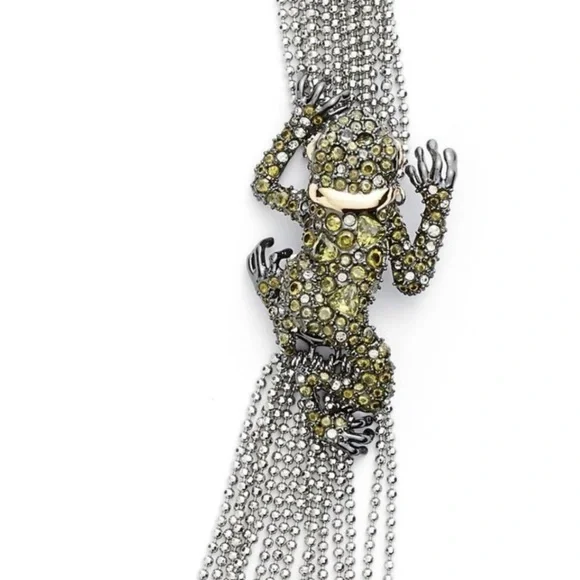 Alexis Bittar Asymmetrical Crystal Frog Draped Multi Strand Ball Chain Necklace - Picture 11 of 14